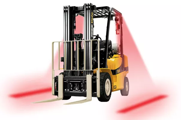 red line light on a yale forklift.
