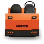 Front of orange Motrec MC-480 Burden Carrier vehicle.