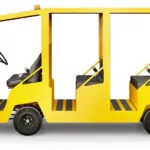 Side of Motrec MP-500 6 passenger utility vehicle with cab.