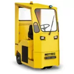 Front angle of Motrec MT-340 Tow Tractor with cab.