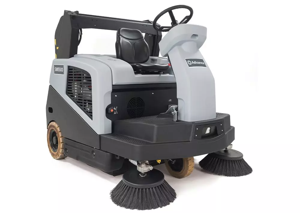 Advance SW5500 ride-on sweeper.