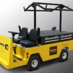 Columbia Payloader utility vehicle with custom toolbox addition.