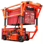 Combilift SC3 Telescopic Toplift straddle carrier container handler carrying a container.