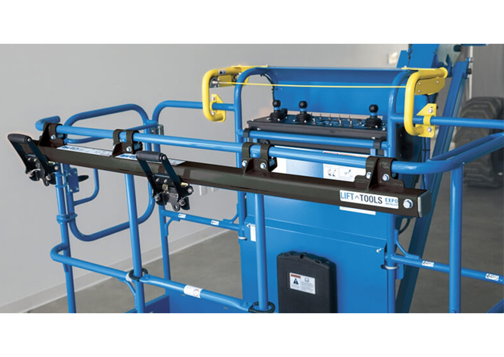 Genie Lift Tools Expo Installer accessory installed on lift bucket.