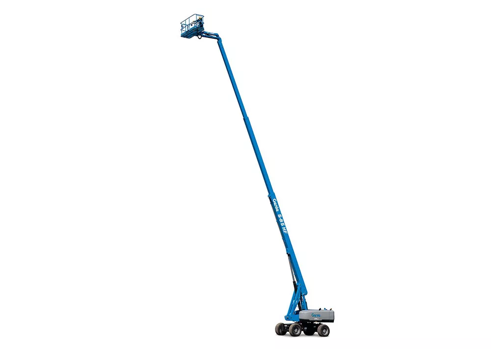 Genie S-80 HF telescopic boom lift, extended.