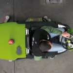 Top view of employee riding on IPC Eagle CT160 scrubber.