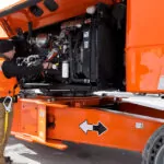 JLG 1500AJP boom lift service area.