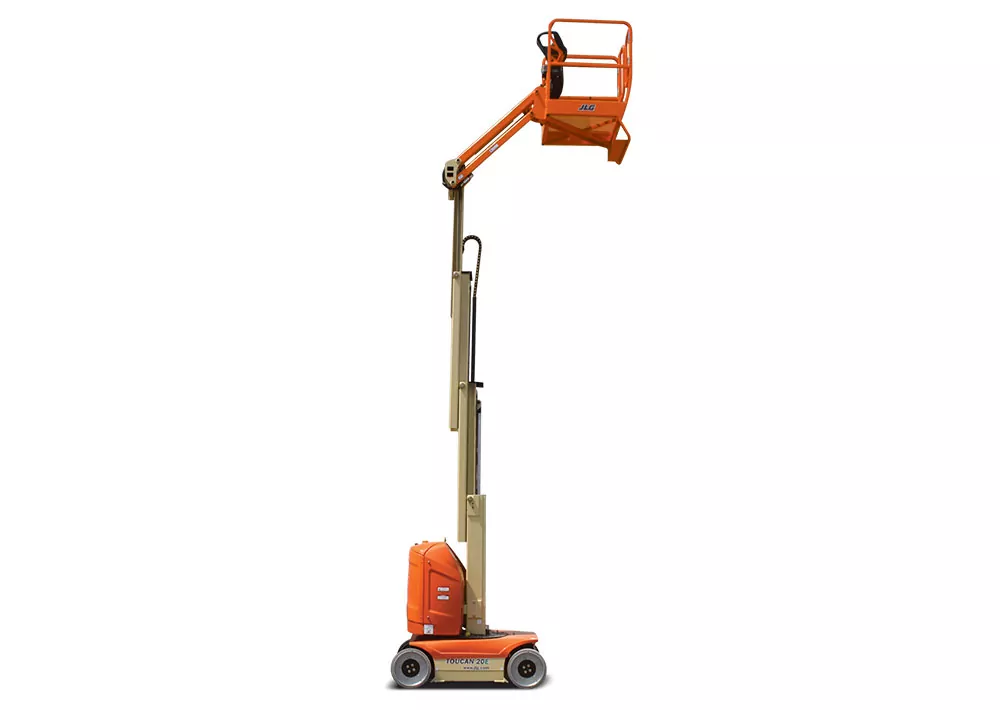JLG 20E Toucan Mast Boom Lift extended.