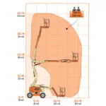 JLG 340AJ Articulating Boom Lift reach area chart.