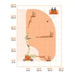 Reach zone chart for JLG E400AJPN electric articulating boom lift.