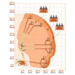 JLG 600AJ HC3 articulating boom lift reach zone chart.