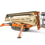 JLG X770AJ compact crawler boom lift lowered.