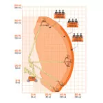 Reach zone chart for JLG 800AJ HC3 articulating boom lift.