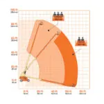 JLG 800S boom lift reach diagram.