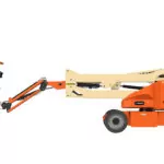 Side of JLG E450AJ electric aerial boom lift.
