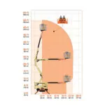 Reach diagram for JLG X430AJ Compact Crawler Boom Lift.