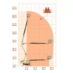 Reach diagram for JLG X600AJ compact crawler boom lift.