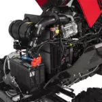 Mahindra 1640 compact utility tractor engine area.
