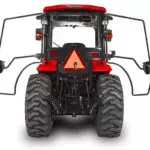 back of Mahindra 1640 compact utility tractor; cab doors open.