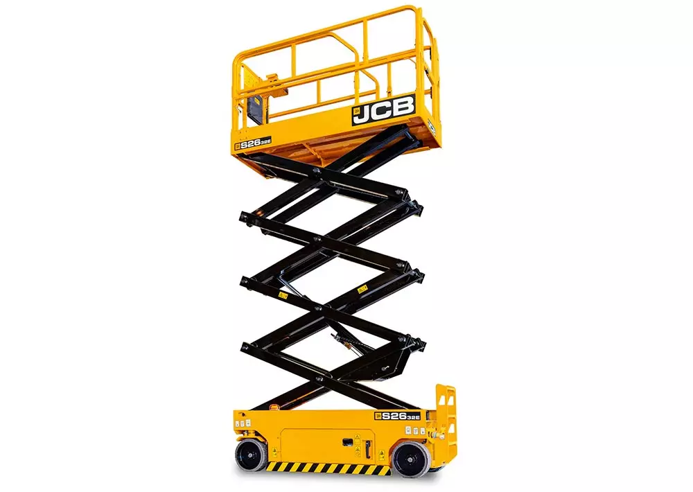 JCB S3246E electric scissor lift, extended.
