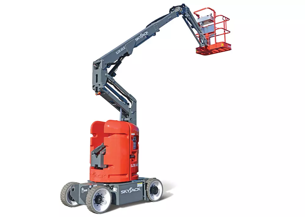 Skyjack SJ30 ARJE articulating boom lift extended.