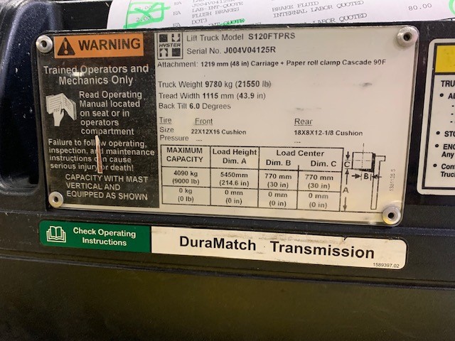 2017 Hyster S120FT LP Forklift