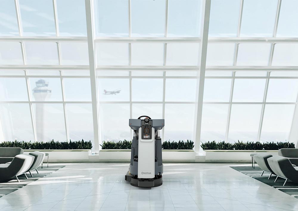 Advance Liberty SC60 autonomous front view: cleaning business floors.