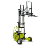 Donkey 5.5K truck-mounted forklift; mast raised.