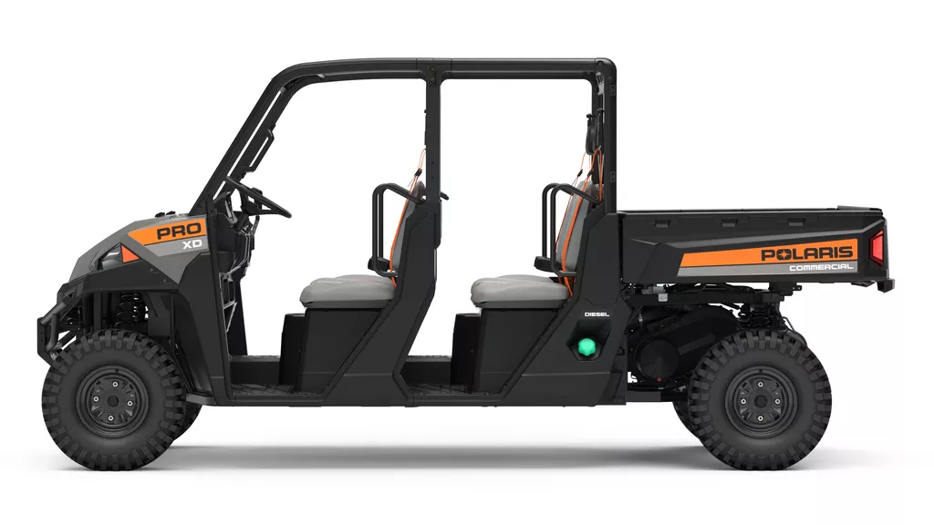 Polaris Commercial PRO XD Full-Size Diesel Crew Utility Vehicle side view without doors.