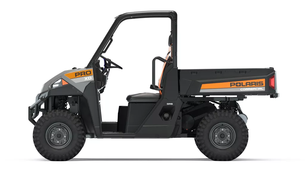 Polaris Commercial Pro XD Full-Size Gas utility vehicle side angle.