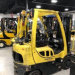 Hyster forklift side view.