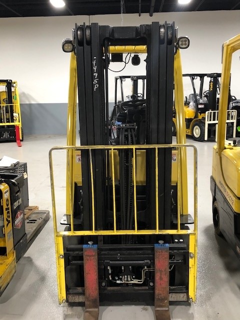 Hyster forklift truck front forks view.