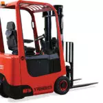Mariotti MX 16 electric 3 wheel forklift back side view.