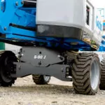 Genie S-80 J telescopic boom lift wheels.