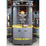 Operator view of TASK Viper reach truck.