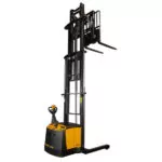TASK Viper reach truck with mast raised.