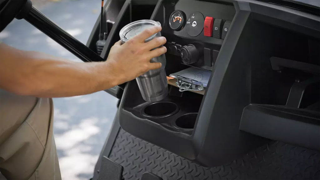 Cushman Hauler utility vehicle cup holders feature.