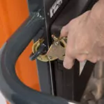 JLG 830P push around vertical lift tie down area.