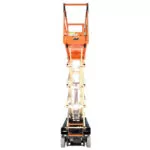 Side of raised JLG AE1932 electric scissor lift.