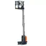 JLG E18MCL drive-able vertical mast lift, extended.