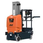 JLG E18MML drive-able vertical mast lift, lowered.