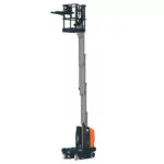JLG E18MML drive-able vertical mast lift fully extended.