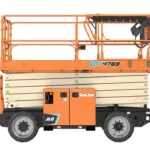 JLG ERT4769 stowed electric rough terrain scissor lift.