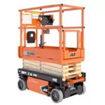 Side angle of stowed JLG ES1530L electric scissor lift.