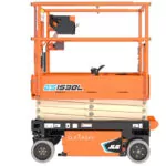 JLG ES1530L electric scissor lift, lowered.