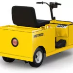 Back angle of yellow Motrec MP-200 Personnel carrier.