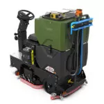 Back angle of Kodiak K42 ride-on floor scrubber with cylindrical deck.