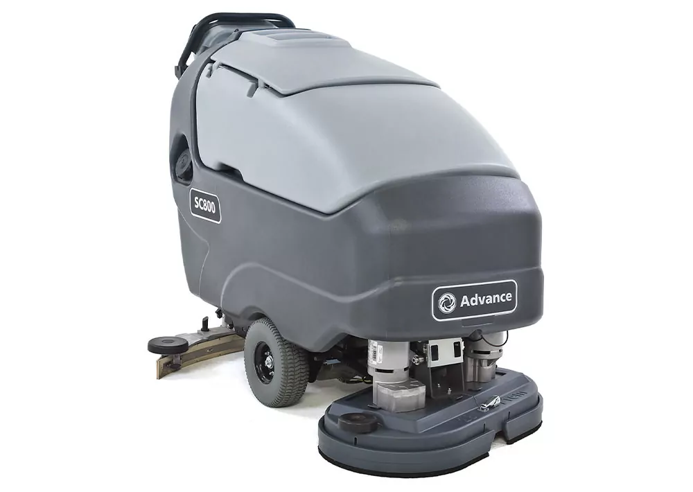 Advance SC800 walk-behind scrubber with disc.