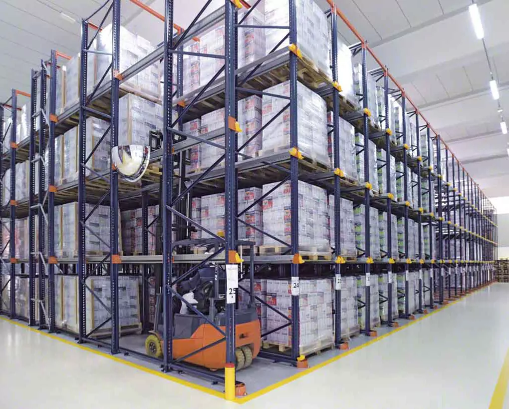 Warehouse drive-in racking systems.