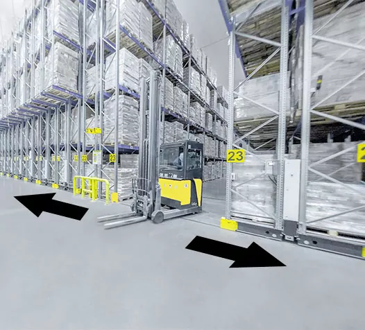 Warehouse mobile racking systems.